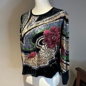 Swoon Boutique Black Velvet Floral Top